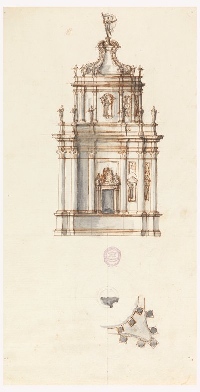 Desenho, Projeto para um tabernáculo, 1750-1775 de Filippo Marchionni