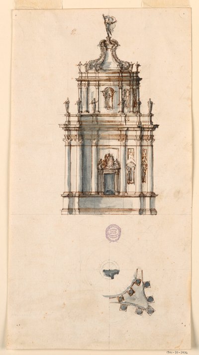 Desenho, Projeto para um tabernáculo, 1750-1775 de Filippo Marchionni