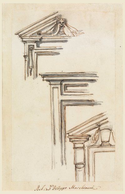 Desenho, Três Caixas de Janelas ou Portas, ca. 1770 de Filippo Marchionni