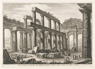 Outra Vista Interior do Templo Hexastyle Hypaethral do Sul, de Antiguidades de Paestum de Filippo Morghen