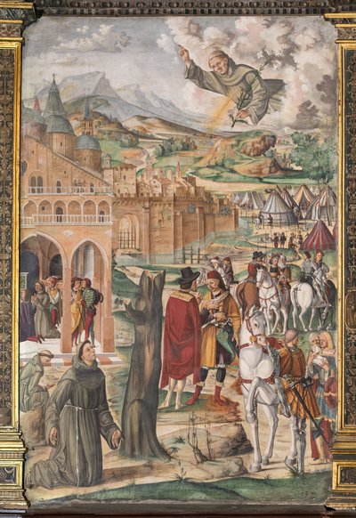 O Santo aparecendo ao beato Luca Belludi prevendo a libertação de Pádua, Escola do Santo de Filippo da Verona