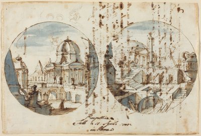 Fantasias arquitectónicas com templos e pirâmides de Filippo or Juvara Juvarra