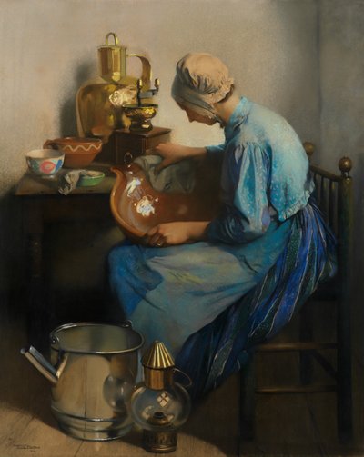 A Senhora da Limpeza (óleo sobre tela) de Firmin Baes