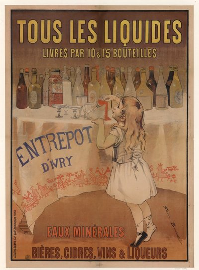 Armazém Ivry. Águas minerais, Cervejas, Sidras, Vinhos e Licores, 1897. de Firmin Bouisset