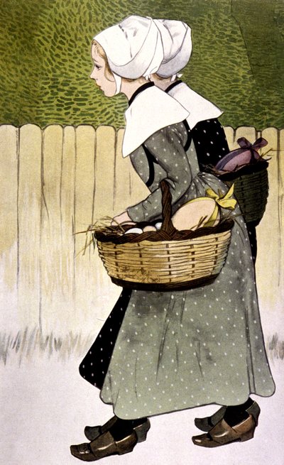 Criadas portadoras de ovos de Páscoa, c. 1900 (ilustração) de Firmin Bouisset