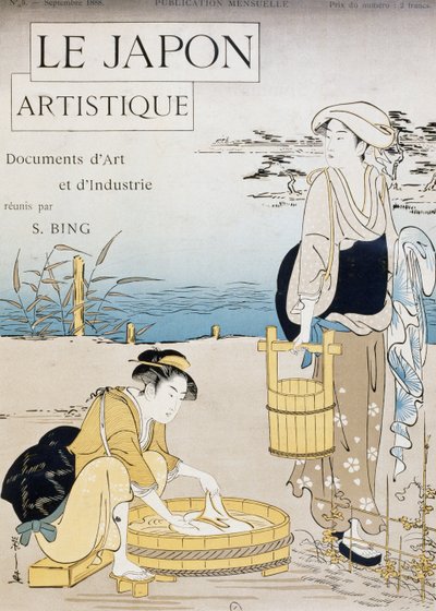 Mulheres lavando no rio, capa de Firmin Gillot (1819-1872), Le Japon Artistique (Arte Japonesa), documentos de arte e indústria recolhidos por Siegfried Bing (1838-1905), publicação mensal Julho 1889, França de Firmin Gillot