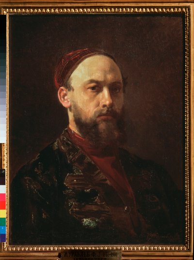 Auto-retrato - pintura de Firs Sergeevich Zhuraviev (1836-1901), óleo sobre tela, arte russa do século XIX - Galeria Estatal Tretyakov, Moscovo de Firs Sergeevich Zhuravlev