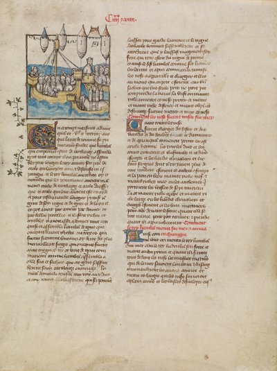 A frota de Aníbal em direção a Espanha de First Master of the Bible historiale of Jean de Berry