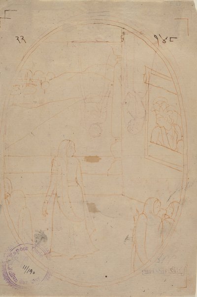 Desenho para uma ilustração de um Sat Sai da série Bihari Lal: A mensagem dos olhos..., ca. 178 de First generation after Nainsukh