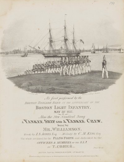 Um navio ianque e uma tripulação ianque (capa da partitura) de Fitz Henry Lane