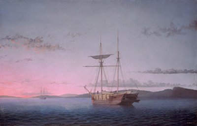 Escunas de madeira à noite na baía de Penobscot de Fitz Henry Lane