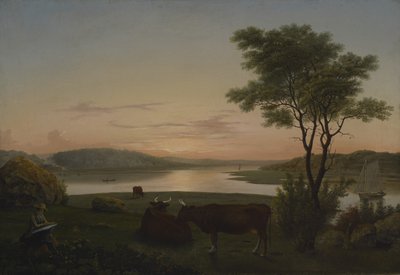 Nova Inglaterra Inlet com auto-retrato, 1848 de Fitz Henry Lane