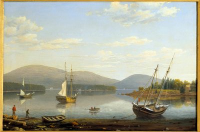 Vista do Porto de Somes no Maine nos Estados Unidos Pintura de Hugh Lane Fitz (1804-1865) 1850 Coleção particular de Fitz Henry Lane