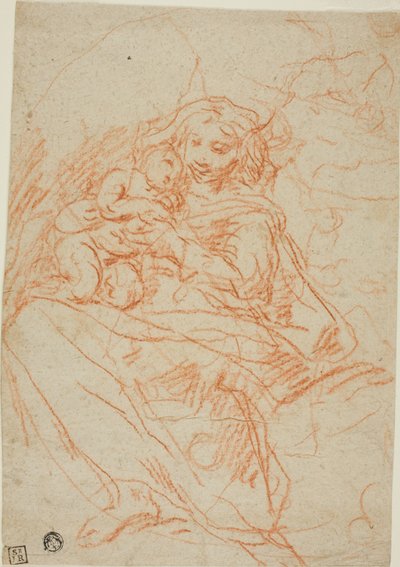 Virgem e Menino (reto); Parte do Esboço do Retábulo (verso) de Flaminio Torre