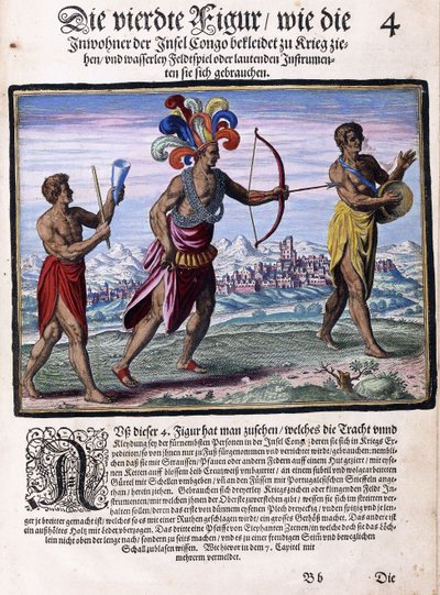 Uma página do livro "Pequenas viagens, em alemão, parte I: Pigafetta" s Congo ", 1597 de Flemish School