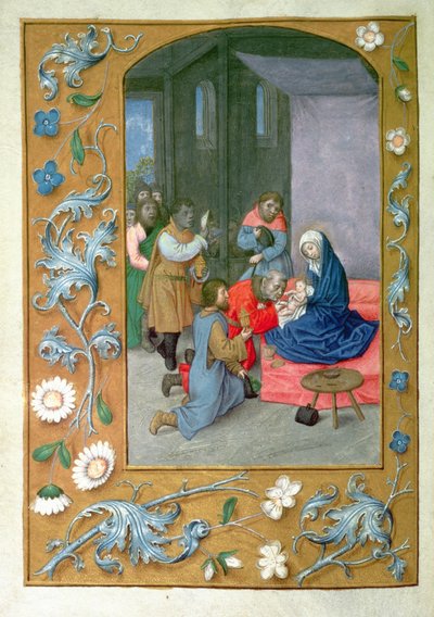 Adicionar 54782 f.119v Adoração da Criança, das Horas de Hastings, c.1475-83 (velino) de Flemish School
