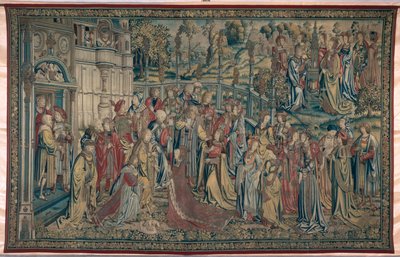 Bate-Seba ordenou ao Palácio, Tapeçaria de Davi e Bate-Seba, c.1510-15 de Flemish School