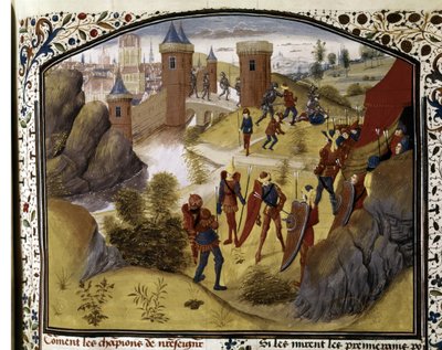 CRUSADAS: Batalha entre muçulmanos e cruzados nas muralhas de Antioquia de Flemish School