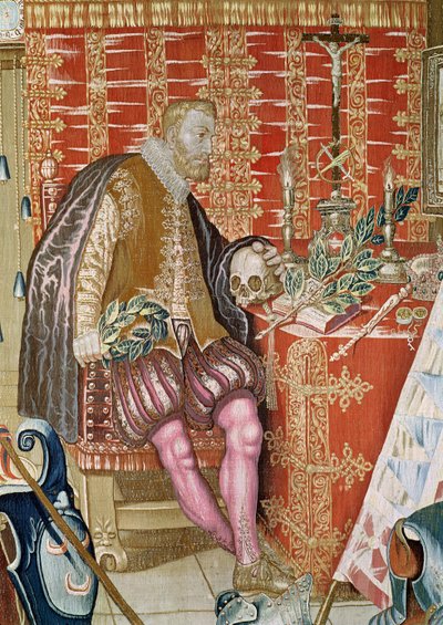 Charles V (1500-58) da tapeçaria de Charles Quint, c.1630-40 (detalhe) de Flemish School