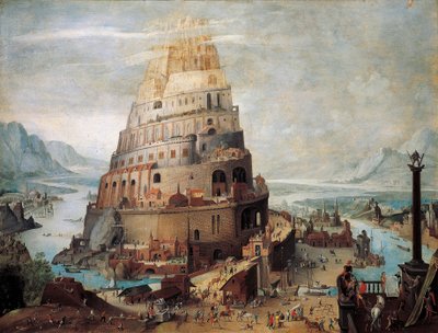 Construção da Torre de Babel (óleo sobre painel) de Flemish School
