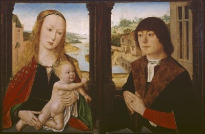 Díptico - Virgem e criança e um doador, c.1490-1500 de Flemish School