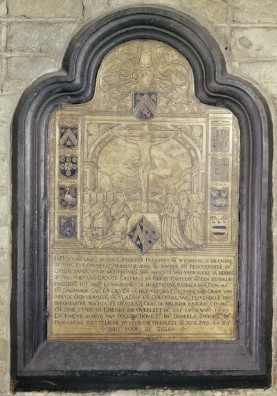 Epitáfio de François van Wychhuus, final do século XVI (latão) de Flemish School