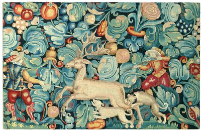 Folhas de couve painel de tapeçaria de caça de Flemish School