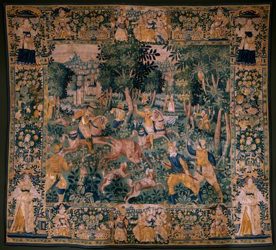 Tapeçaria flamenga. Caça ao veado. Atelier de Oudenaarde. 295x331cm. Inv (82941)-1 / PRIVADO. Século XVII. de Flemish School
