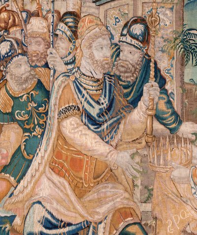 Tapeçaria flamenga. É oferecida uma coroa a Alexander. Atelier de Oudenaarde. 384x316cm. Inv (83024)-5 / 00009. Século XVII. de Flemish School