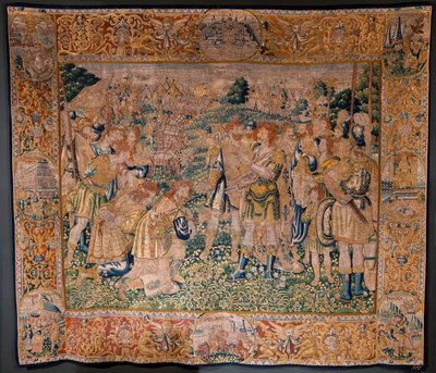 Tapeçaria flamenga. O irmão de Hannibal Hasdrubal feito prisioneiro pelo romano de Flemish School
