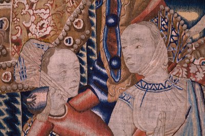 Tapeçaria flamenga. Passagem do Mar Vermelho (Paso del Mar Rojo). Ca 1490. Detalhe. de Flemish School