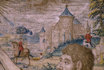 Tapeçaria flamenga. Série A História de São João Baptista: O Baptismo de Cristo (Het doopsel van Christus). Atelier de Bruxelas. 1515-1520. de Flemish School