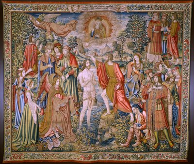 tapeçaria flamenga. Série A História de São João Batista: O Batismo de Cristo (Het doopsel van Christus). atelier de Bruxelas. 1515-1520. de Flemish School