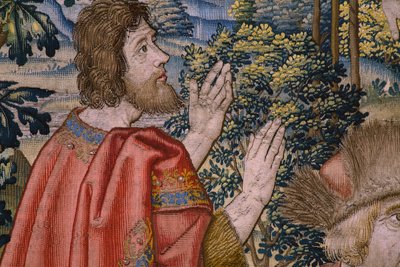 tapeçaria flamenga. Série A História de São João Batista: O Batismo de Cristo (Het doopsel van Christus). atelier de Bruxelas. 1515-1520. de Flemish School