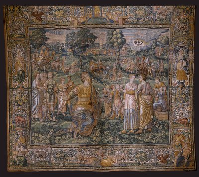 Tapeçaria flamenga. Série: A história de Abraão. A vocação de Abraão (La Vocación de Abraham). Ca 1575-1600. de Flemish School