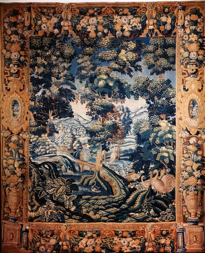 Tapeçaria flamenga. A chamada "verdure". Fabrico de Oudenaarde. Colecção privada. Século XVII (?). de Flemish School