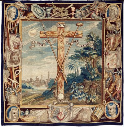 Tapeçaria flamenga. A Glorificação da Santa Cruz. Século XVII. Propriedade da igreja Sint-Walburgakerk Oudenaarde (Dekenij van de Sint-Walburga). de Flemish School