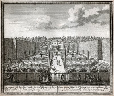 Jardim francês. (Gravura de Flemish School
