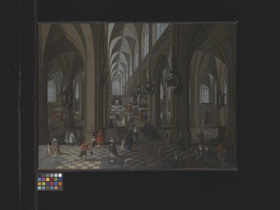 Interior da Catedral de Antuérpia (óleo sobre tela) de Flemish School