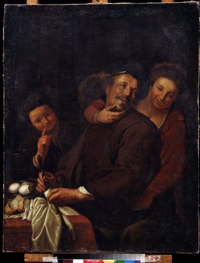 "The merry company" (A feliz companhia) Pintura da escola holandesa do século XVII. Galeria Regional de Arte Deineka, Kursk Rússia de Flemish School