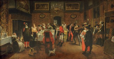 Convidados mascarados com músicos (ver 254067) de Flemish School