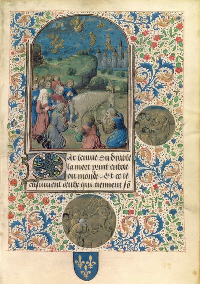 Sra. Fr 961 f.1 Bruxas ou hereges adorando o diabo na forma de uma cabra de Flemish School
