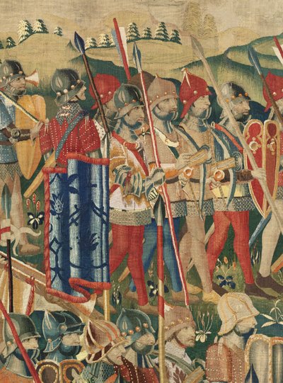 Museu Paroquial das Tapeçarias (Museu Paroquial das Tapeçarias de Pastrana). tapeçaria flamenga. O desembarque em Arzila (O desembarque em Arzila, Desembarco e Arzila). Série Conquistas do Rei Afonso I de Portugal (Conquistas do Rei Afonso V de Portugal).  de Flemish School