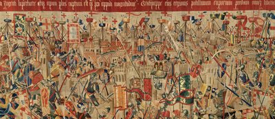 Museu Paroquial de tapeçarias (Museo Parroquial de Tapices de Pastrana). Tapeçaria flamenga. Toma de Arcila (Toma de Arcila, Asalto de Arcila, De inname van Arzila). Série Conquistas do rei Afonso I de Portugal (Conquistas de Alfonso V de Portugal). Tourna de Flemish School
