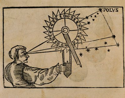 Petrus Apianus observando o movimento das estrelas de Flemish School