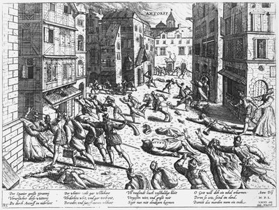 Cenas da fúria espanhola em Antorff, 1576 de Flemish School