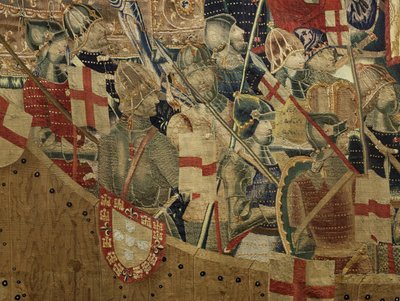Tapeçaria mostrando as Conquistas de D. Afonso V de Portugal, Tournai. Detalhe. (Lã e seda). de Flemish School