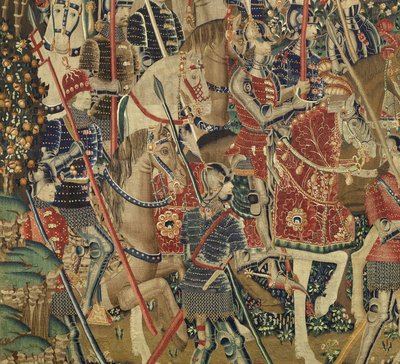 Tapeçaria mostrando as Conquistas de D. Afonso V de Portugal, Tournai. Detalhe. (Lã e seda). de Flemish School