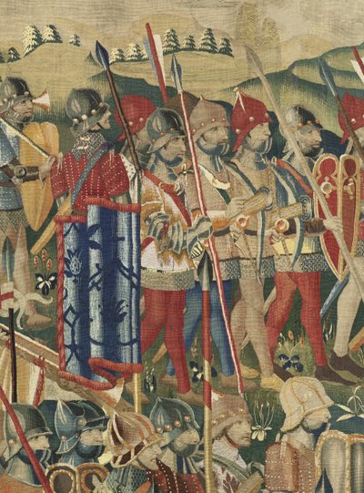 Tapeçaria mostrando as Conquistas de D. Afonso V de Portugal, Tournai. Detalhe. (Lã e seda). de Flemish School