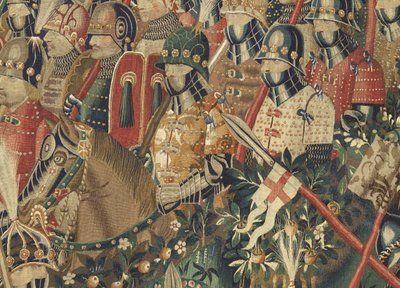 Tapeçaria mostrando as Conquistas de D. Afonso V de Portugal, Tournai. Detalhe. (Lã e seda). de Flemish School